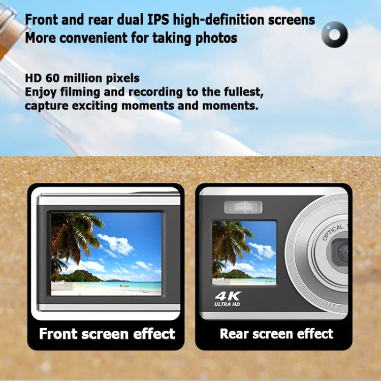 4K HD Optical Zoom Digital Camera 60MP Dual Screen Selfie Camera, No Memory, Black, White, Silver 4K HD Optical Zoom Digital Camera 60MP Dual Screen Selfie Camera, No Memory, Black, White, Silver